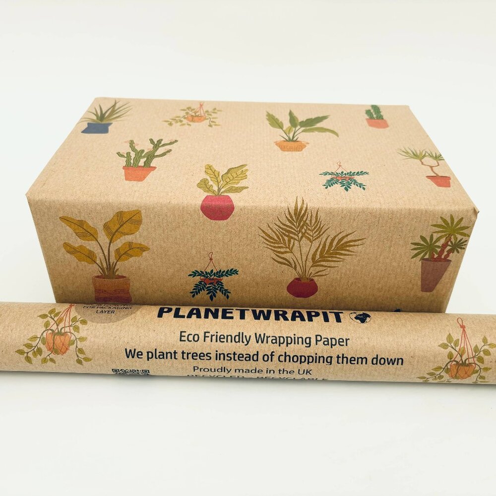 Houseplants Recycled Kraft Wrapping Paper Gift Wrap